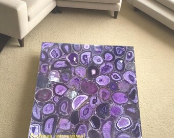 Handmade Purple Agate Table Top: Semiprecious Stone Furniture