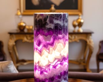 Amethyst Crystal Stone Lamp – Natural Healing Gemstone Table Lamp for Home & Interior Decor