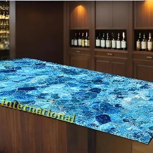 Blue Apatite Stone Countertop: Kitchen Island Decor, Bar Counter