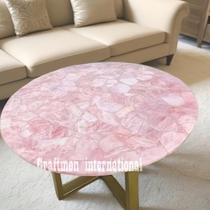 Pink Rose Quartz Coffee Table Top: Elegant Agate Centerpiece