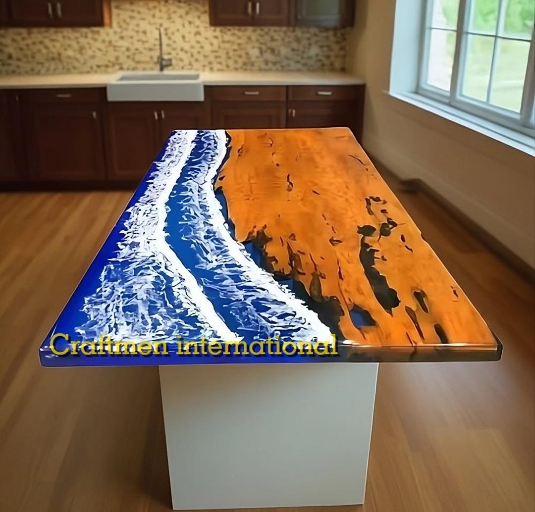 Ocean Kitchen Counter / Counter Top Slab / Epoxy Counter Slab / Coffee ...