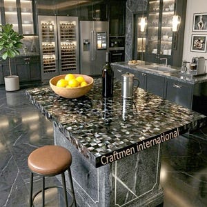 Marble Inlay Dining Table Top – Mother of Pearl Shell Inlaid Coffee Table, Home decor