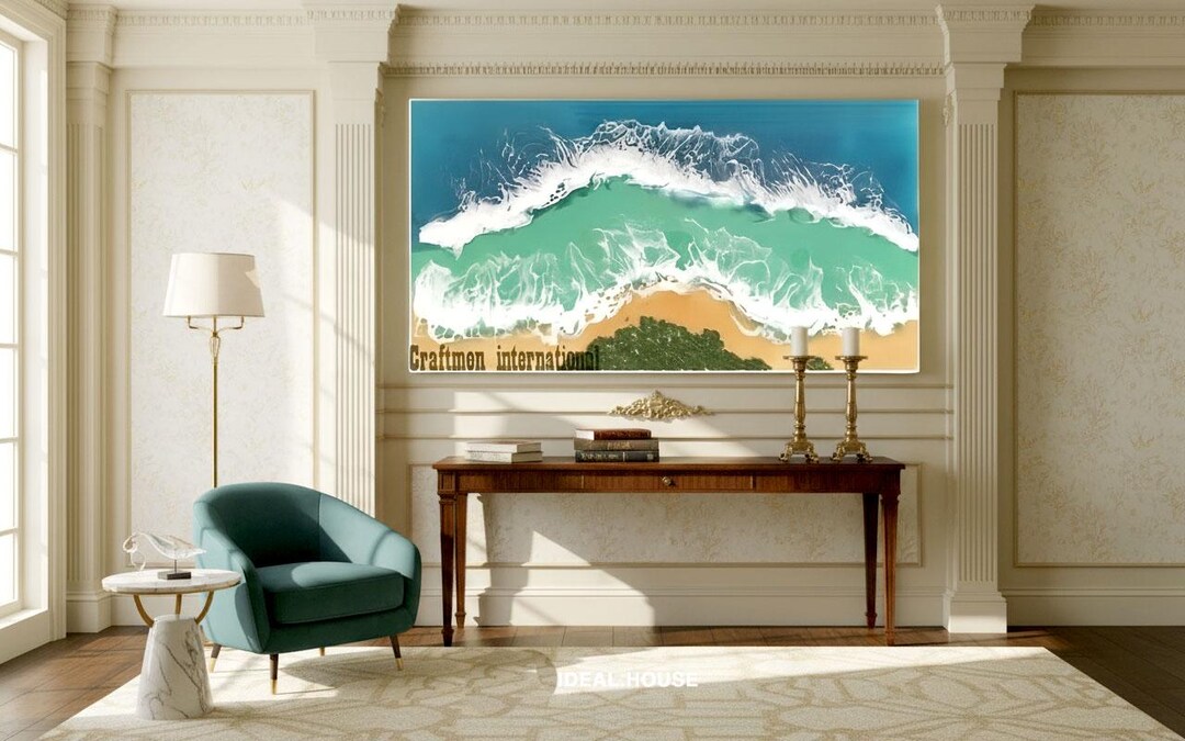 Blue Epoxy Ocean Wave Wall Panel – Handcrafted Coastal Resin Art for ...