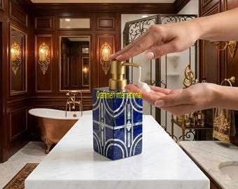 Handcrafted Lapis Lazuli Soap Dispenser with Mother of Pearl Inlay Work