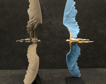 Rzeźba Ikara | Dekoracja z mitologii greckiej | Artystyczny pojemnik na długopisy lub dekoracyjna statua | Grafika na biurko „Skrzydła wolności” | Wyjątkowy prezent dla osób kreatywnych