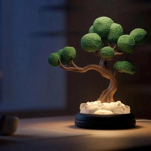 Bonsai Lamp – LED Tree Light – Zen Decor Night Light – Japanese Style Bonsai Sculpture – Cozy Home Decor – Desk Ambient Light