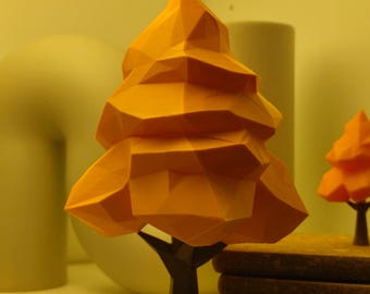 Low Poly Autumn Tree – Modern Tree for Home & Office Décor | Unique Geometric Tree Sculpture
