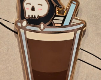 Iced Coffee is Life Grim Hard Enamel Pin