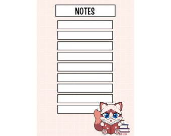 Reading Bookworm Cat Memo Notepad