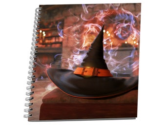 Witchy Hat Softcover Wire-Bound Journal, Spiral Note Book Dotted, Wizards Hat Dot Grid Journal Note Taking, Witch-Themed Writing Notebook