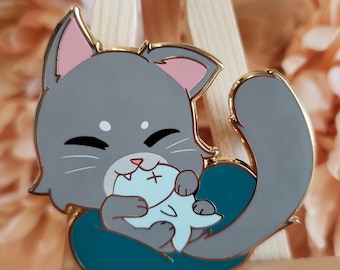 Hungry Kitty Cat Hard Enamel Pin