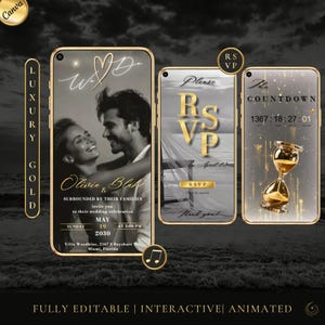 Interactive Wedding Website, Canva Wedding Website Template, Digital Wedding Invitation, RSVP, Animated Website