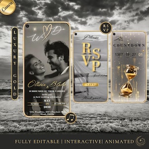 Interactive Wedding Website, Canva Wedding Website Template, Digital Wedding Invitation, RSVP, Animated Website