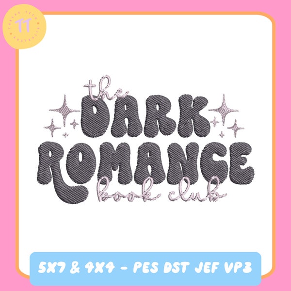 Dark Romance Book Club | Embroidery Design | 5x7  4x4  | PES DST JEF VP3 | Trendy Design | Bookish Designs | Embroidery| Book Designs |