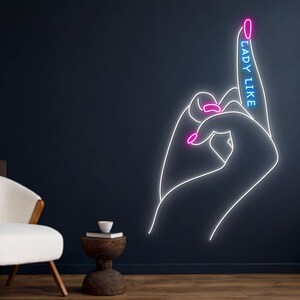 Middle Finger Neon Sign Middle Finger Woman Led Sign Wall - Etsy