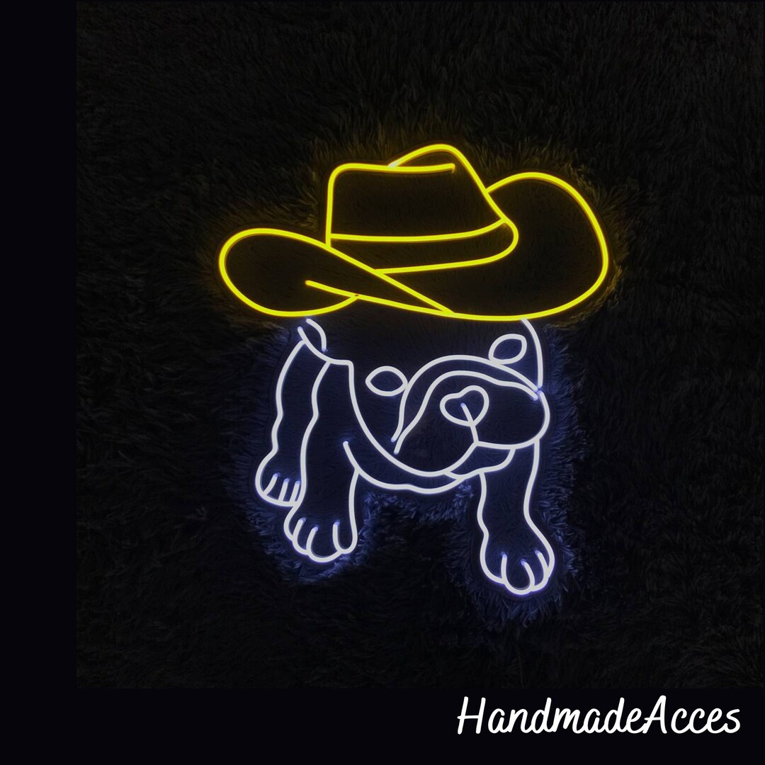 Frenchie Bulldog Cowboy Hat Neon Sign French Bulldog Led - Etsy
