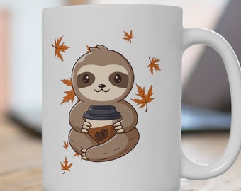 Coffee Sloth Mug, Fall Themed Mug