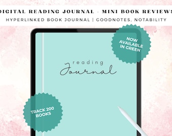 Mini libro de reseñas de libros (PDF verde) / Registro de lectura digital interactivo para amantes de la lectura / GoodNotes, compatible con iPad