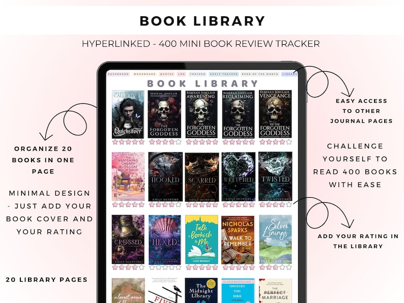 400 Mini Book Review Journal | Book Tracker for GoodNotes (PDF Download) image 12