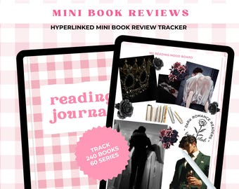 Diario digital de 240 mini reseñas de libros en PDF / Rastreador interactivo de libros / Registro de lectura digital para amantes de la lectura / GoodNotes, compatible con iPad