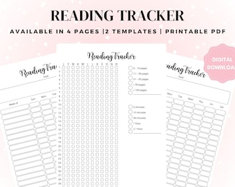 Registro de lectura imprimible: registro diario de lectura, objetivo anual (PDF)