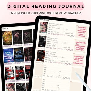 200 Mini Book Review Digital Journal PDF | Book Tracker | Digital Reading Log for Romance Books | Neutral Simple Design | Romance
