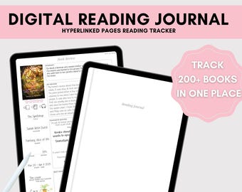 Digital Reading Journal | Simple Aesthetic Reading Journal | Pink White Reading Tracker | PDF | Goodnotes | Minimalist | Reading Log | Books