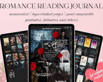 Diario de lectura de romance en modo oscuro / Rastreador de libros digitales (PDF)