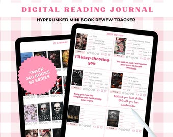 Mini diario digital de reseñas de libros en PDF / Rastreador interactivo de libros / Registro de lectura digital para amantes de la lectura / GoodNotes, compatible con iPad