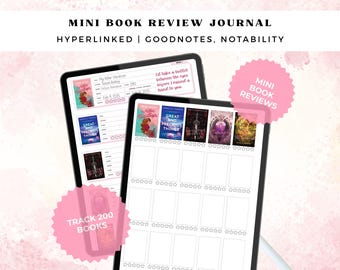 200 Mini Book Review Tracker | Digital Reading Journal (PDF)