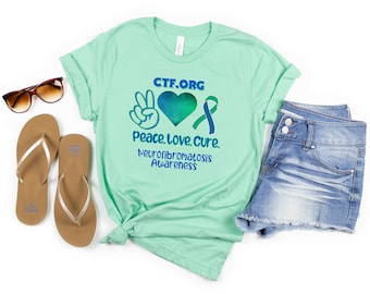 Peace Love Cure NF1 Neurofibromatosis CTF neuro warriors Unisex Jersey Short Sleeve Tee