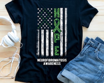 NF1 Neurofibromatosis Awareness Ribbon Hope Unisex Jersey Short Sleeve Tee
