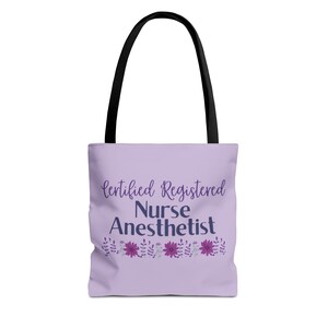 Purple Flowers CRNA Tote Bag - Nurse Anesthetist