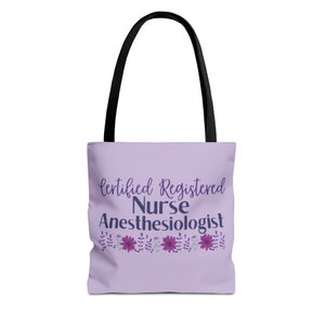 Purple Flower CRNA Tote Bag - Nurse Anesthesiologist