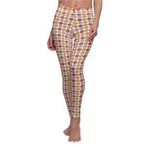 Polka dot holiday Christmas Women&#39;s Cut & Sew Casual Leggings (AOP)