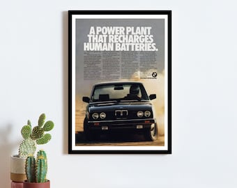 Cartel publicitario vintage del BMW Serie 5 E28