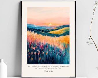 Isaiah 41:13 Christian Bible Verse Art Print | Spiritual Scripture Art | Uplifting Christian Quotes and Bible Verses | Perfect Gift Idea