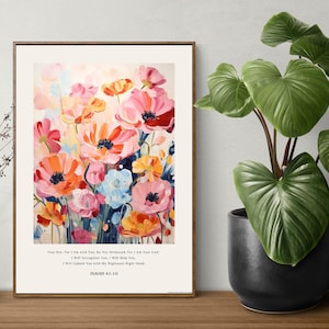 Jesaja 41:10 Christliche Wandkunst Poster | Bibel Schrift Wandkunst | Wanddekoratives Plakat, Geschenkidee Blumenplakat mit Bibelversen.
