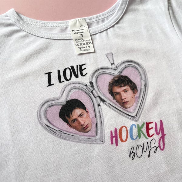 I love hockey boys tee, Heated Rivalry top, Ilya Rozanov, Shane Hollander, Hockey t-shirt, Booktok, Viral tv show, Printed top