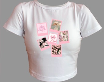 Crop Top kokett, Kokettenästhetik, süßes Crop Top, trendiges Top, Baby T-Shirt, grafisches T-Shirt, Geschenk für sie, T-Shirt, It Girl, rosafarbenes Crop Top