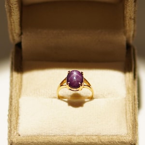 Star Ruby Ring Statement Ring for Her Star Ruby Gold Ring Hand-made Ring for Anniversary Birthday Gift for Her Natural Star Ruby from India