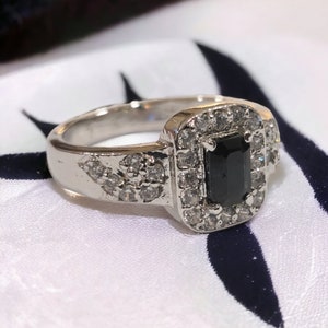 Silver Ring with Zirconia and Sapphire for Ladies, Handmade Silver Ring with Sapphire and Zirconia Stones, Precious Gift for Loved Ones