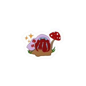 Whimsical Hermit Crab Kiss-Cut Vinyl Decals, Mushroom Crab Stickers, Fun Laptop Decal, Cute Phone Sticker, Ocean Creature Decal Set
