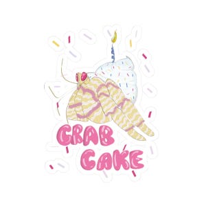 Hermit Crab Cake Kiss-Cut Stickers, Funny Sea Creature Decals, Ocean Animal Vinyl Sticker Pack, Laptop Decal, Water Bottle Sticker,