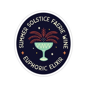 Summer Solstice Faerie Wine Sticker, ACOTAR Vintage inspired book Sticker, Bookish Gift, trendy retro sticker