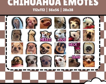 24 Chihuahua Emotes Pack for Twitch YouTube Discord Kick | Cute & Funny Twitch Dog Emotes | Meme Emotes | Dog Emotes Pack Chihuahua Emote
