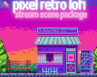 Pixel Retro Lofi Animerade Stream-scener Paket | Retro Lofi Animerad Stream Retro Pixel Art Lofi Stream Överlägg | Twitch Youtube Kick
