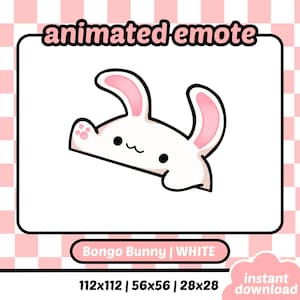 ANIMATED White Bongo Bunny Emote - Twitch Kick Youtube Discord Bongo Cat Emote Animated Twitch Emotes Bongo White Rabbit Emote White Bunny