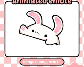 ANIMATED White Bongo Bunny Emote - Twitch Kick Youtube Discord Bongo Cat Emote Animated Twitch Emotes Bongo White Rabbit Emote White Bunny
