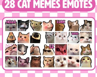 28 Cat Emotes Pack for Twitch, YouTube, Discord, Kick | Cute & Funny Twitch Cat Emotes | Meme Emotes | Cat Emote Pack